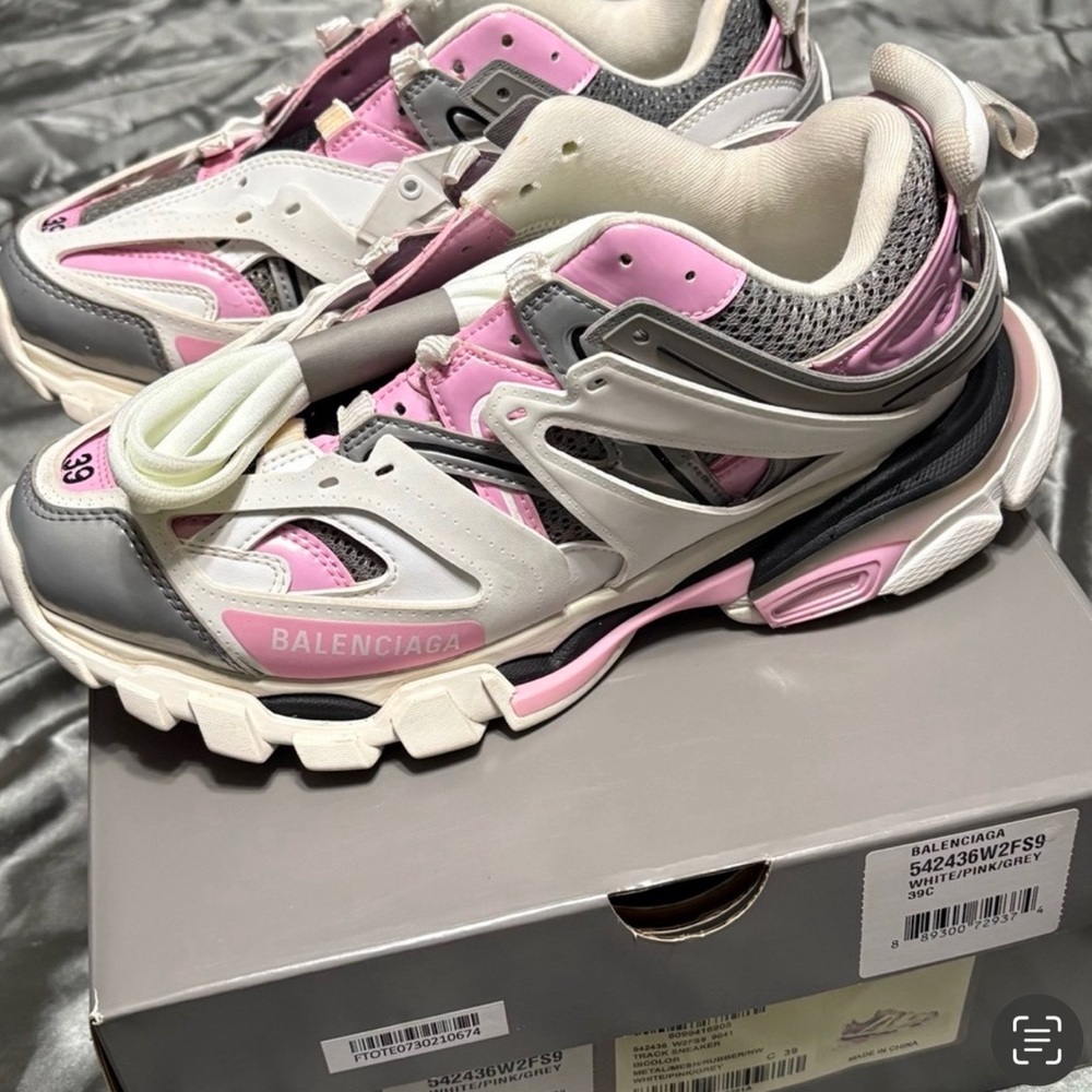 Balenciaga Pink White Gray Track Sneakers